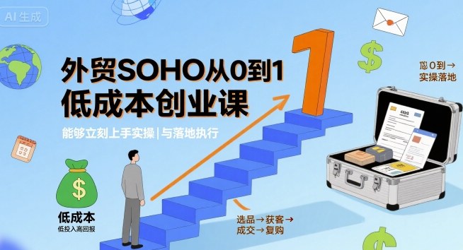 外贸SOHO从0到1低成本创业课，能够立刻上手实操与落地执行-互联网资源大全网