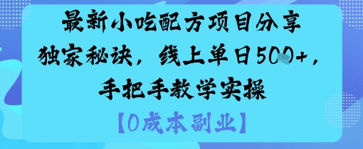 最新小吃配方项目分享独家秘诀，线上单日5张，手把手教学实操-互联网资源大全网