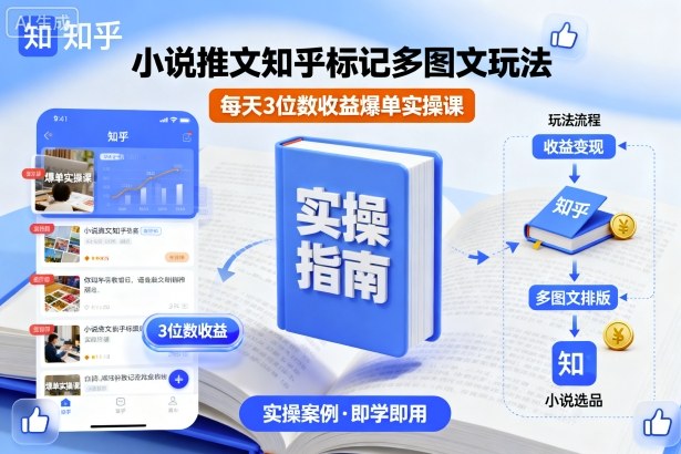 小说推文知乎标记多图文玩法,每天3位数收益爆单实操课-互联网资源大全网