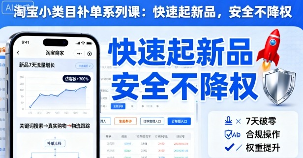淘宝小类目补单系列课,快速起新品,安全不降权-互联网资源大全网
