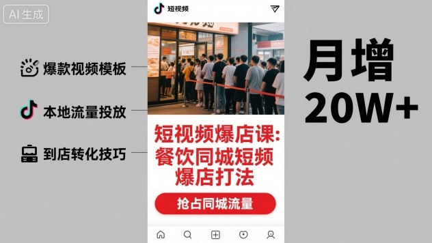短视频爆店课,餐饮同城短视频爆店打法-第一资源库