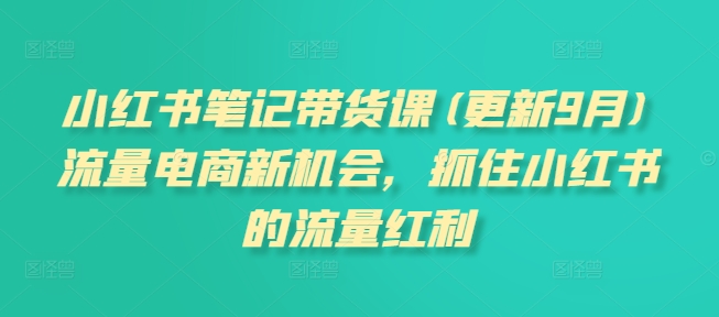 小红书笔记带货课(更新25年9月)流量电商新机会,抓住小红书的流量红利-第一资源库
