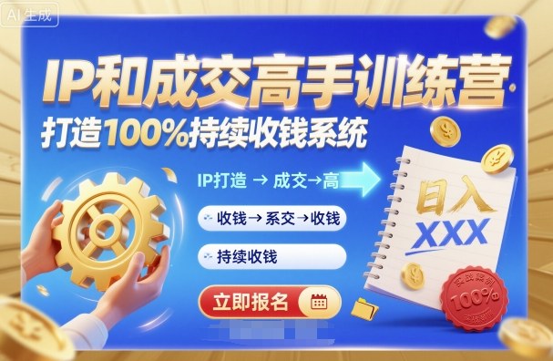 带你成为IP和成交高手的训练营,打造100%持续收钱系统-互联网资源大全网