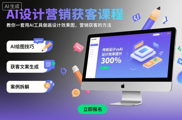 AI设计营销获客课程，教你一套用AI工具做画设计效果图，营销获客的方法-互联网资源大全网