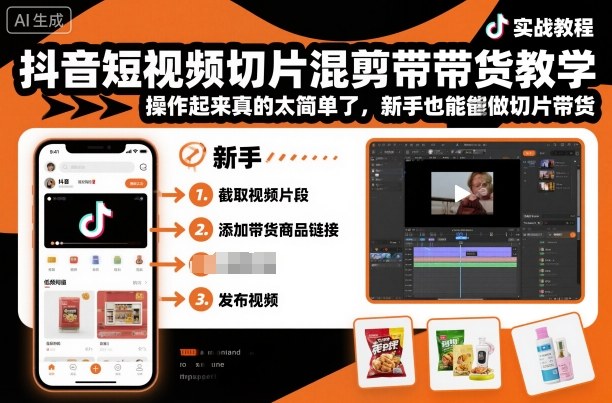 抖音短视频切片混剪带货教学,操作起来真的太简单了,新手也能做切片带货-互联网资源大全网