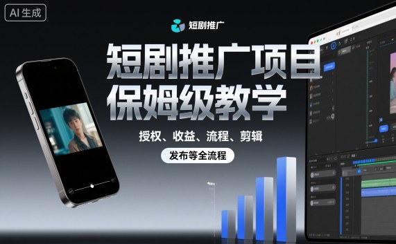 短剧推广项目保姆级教学,授权、收益、流程、剪辑,发布等全流程-互联网资源大全网