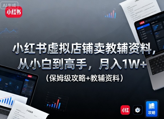 小红书虚拟店铺卖教辅资料，从小白到高手，月入1W+（保姆级攻略+教辅资料）-互联网资源大全网