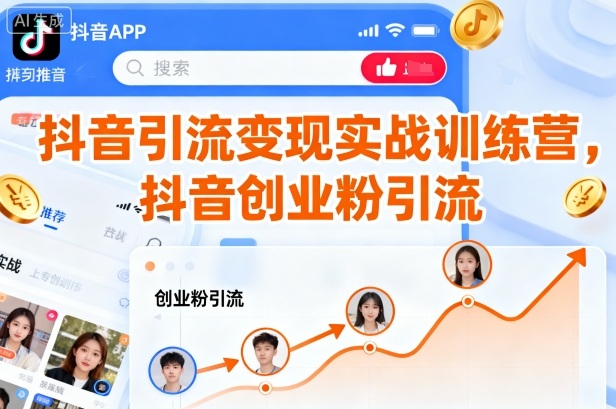 抖音引流变现实战训练营，抖音创业粉引流-互联网资源大全网