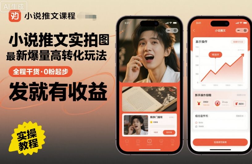 小说推文实拍双图文最新爆量高转化玩法,全程干货,0粉起步,发就有收益-互联网资源大全网