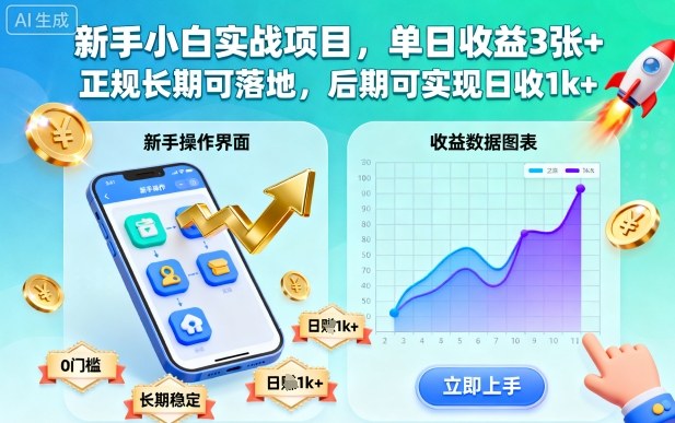 新手小白实战项目,单日收益3张+,正规长期可落地,后期可实现日收1k+【揭秘】-互联网资源大全网