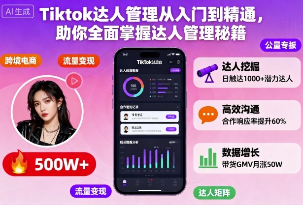 Tiktok达人管理从入门到精通,助你全面掌握达人管理秘籍-互联网资源大全网