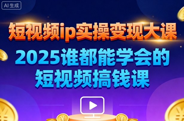 短视频ip实操变现大课,7月26-27日广州站线下课,2025谁都能学会的短视频搞钱课-互联网资源大全网