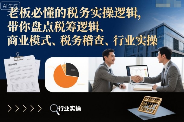 老板必懂的税务实操逻辑,带你盘点税筹逻辑、商业模式、税务稽查、行业实操-互联网资源大全网