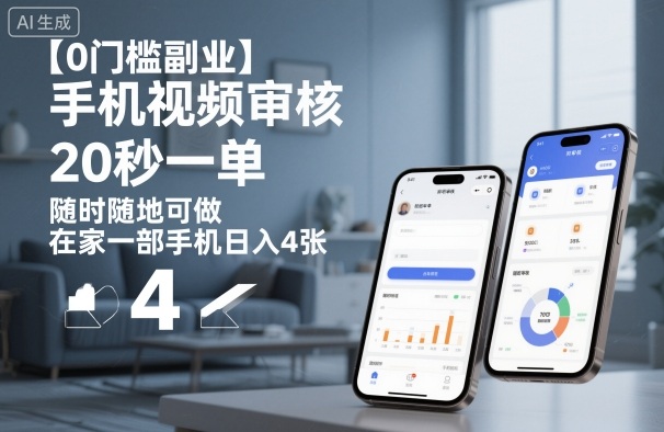 【0门槛副业】手机视频审核,20秒一单,随时随地可做,在家一部手机日入4张【揭秘】-互联网资源大全网