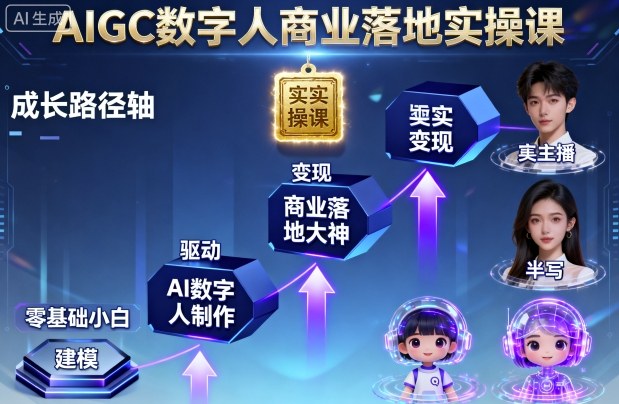 AIGC数字人商业落地实操课,从零基础小白到AI数字人大神-互联网资源大全网