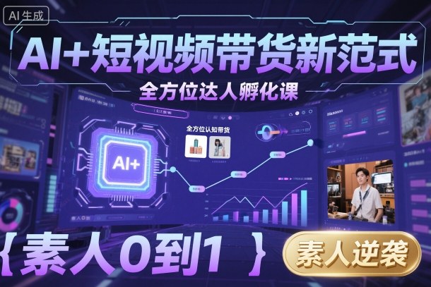 AI+短视频带货新范式全方位达人孵化课,素人也可以从0到1,全方位认知短视频带货-互联网资源大全网