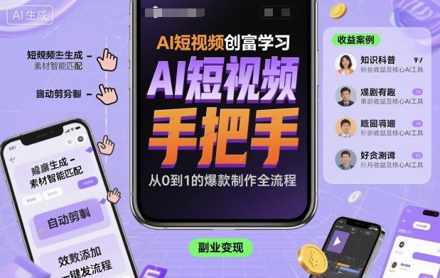 AI短视频创富学习,手把手教会你制作AI短视频-互联网资源大全网