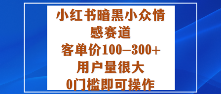 小红书暗黑小众情感赛道,客单价100-300+用户量很大,0门槛即可操作-互联网资源大全网