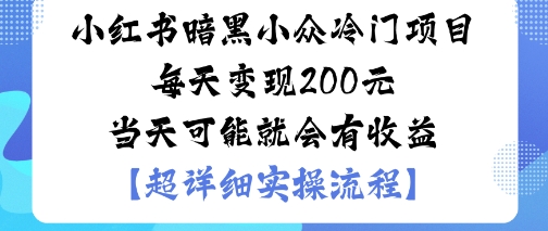 小红书暗黑小众冷门项目每天变现2张当天可能就会有收益-互联网资源大全网