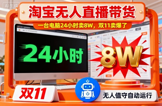 淘宝无人直播带货,一台电脑214小时卖8W,双11卖爆了【揭秘】-互联网资源大全网
