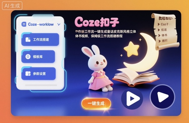 Coze扣子工作流一键生成童话皮克斯风格立体书视频，保姆级工作流搭建教程-互联网资源大全网