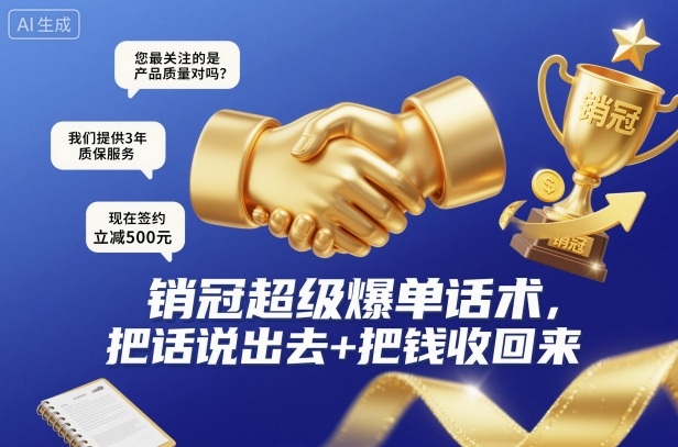 销冠超级爆单话术，把话说出去+把钱收回来-互联网资源大全网