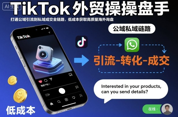 TikTok外贸操盘手,打通公域引流到私域成交全链路,低成本获取高质量海外询盘-互联网资源大全网
