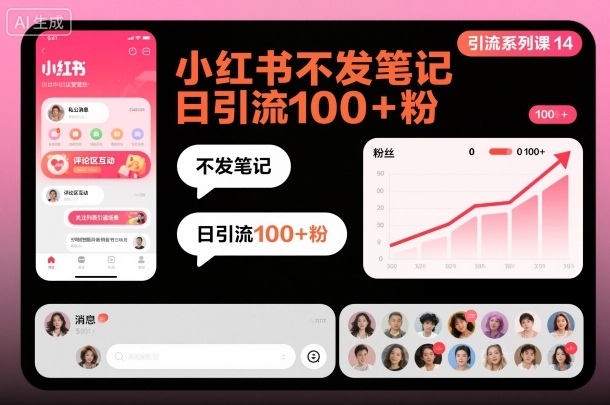 引流系列课14：小红书不发笔记日引流100+粉-互联网资源大全网