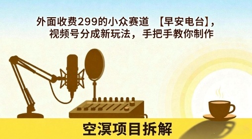 外面收费299的小众赛道【早安电台】，视频号分成新玩法，手把手教你制作-互联网资源大全网