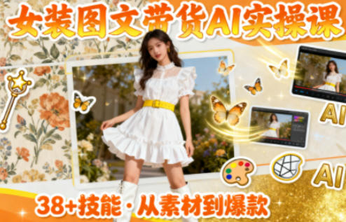 女装图文带货的AI实操课，覆盖38个实用技能，快速提升素材制作效率-互联网资源大全网