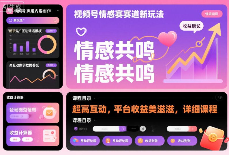 视频号情感赛道新玩法,超高互动,平台收益美滋滋,详细课程-互联网资源大全网