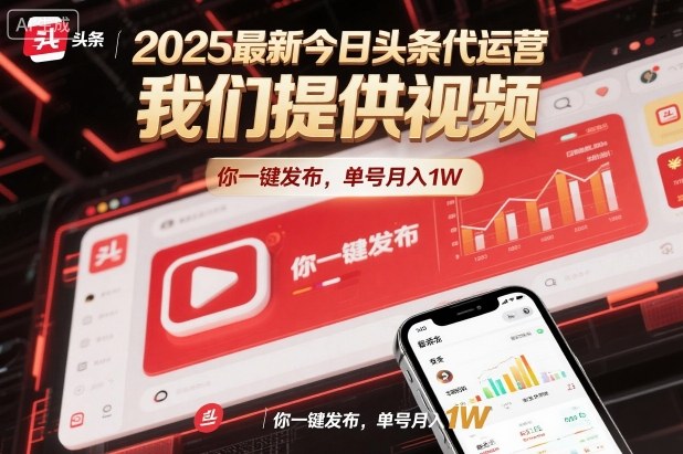 2025最新今日头条代运营,我们提供视频,你一键发布,单号月入1W【揭秘】-互联网资源大全网