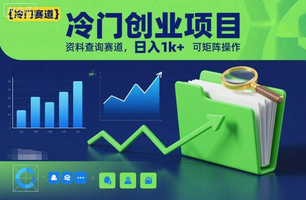 冷门创业项目，资料查询赛道，日入1k+，可矩阵操作-互联网资源大全网
