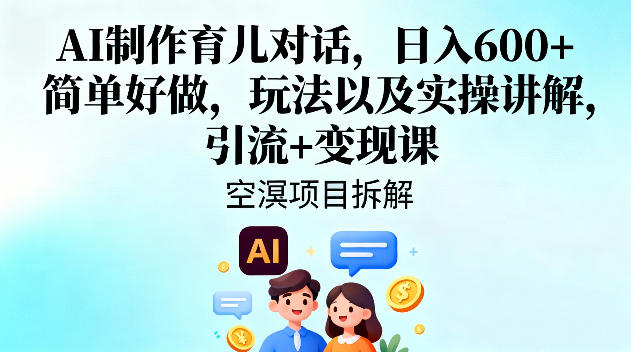 AI制作育儿对话，日入6张+，简单好做，玩法以及实操讲解，引流+变现课-第一资源库
