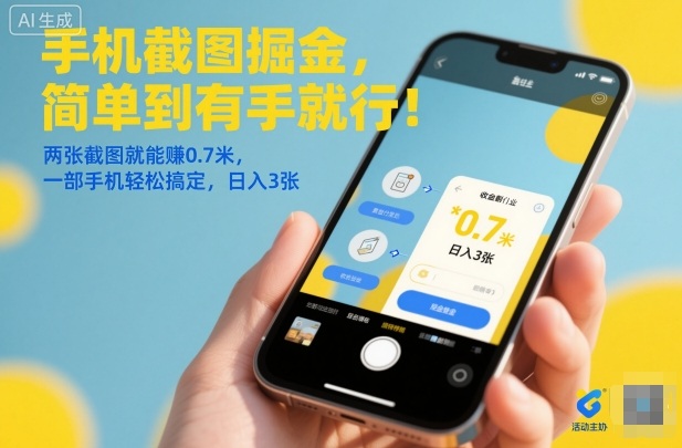 手机截图掘金,简单到有手就行!两张截图就能賺0.7米,一部手机轻松搞定,日入3张【揭秘】-第一资源库