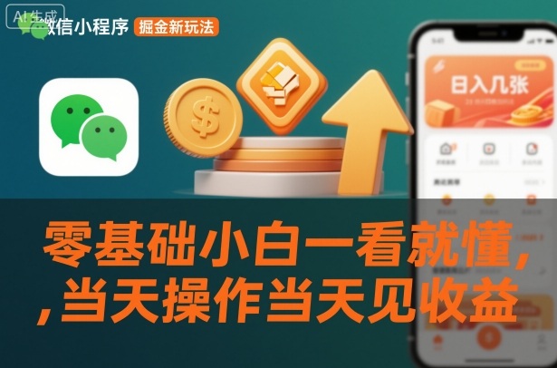 微信小程序掘金新玩法,日入几张,零基础小白一看就懂,当天操作当天见收益【揭秘】-互联网资源大全网