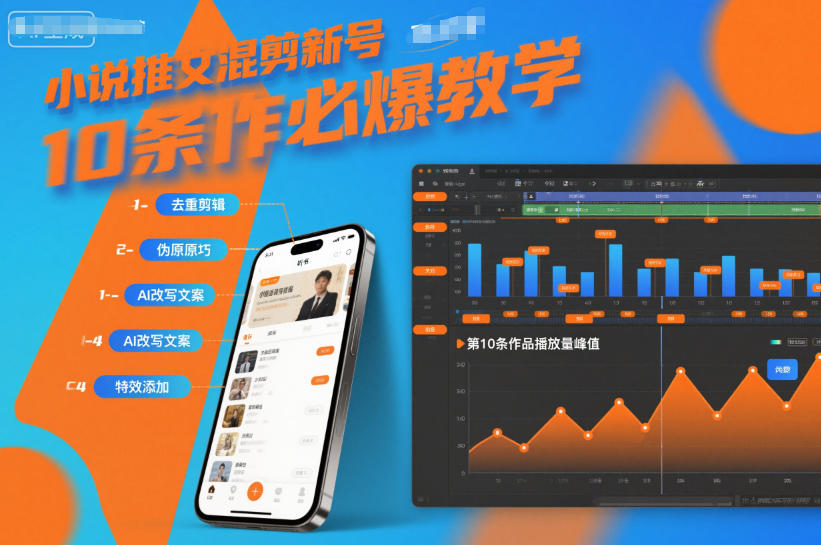 小说推文混剪新号10条必爆教学,伪原创10条作品必爆技巧-第一资源库