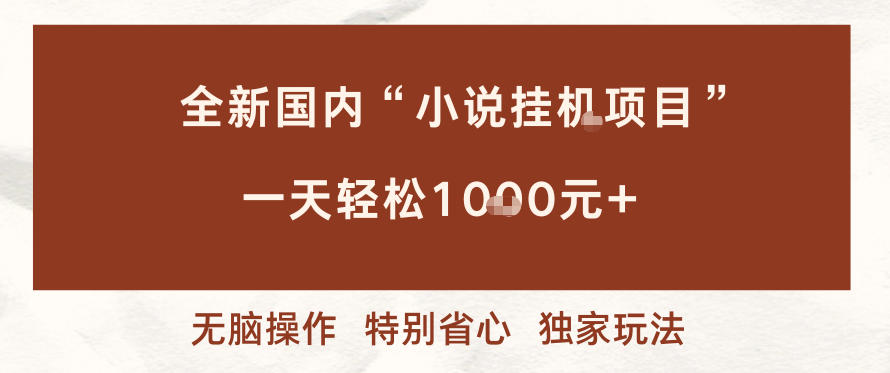 全新国内小说挂G项目,多窗口无脑跑,一天轻松1k+,特别省心【揭秘】-第一资源库