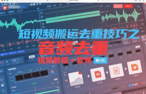 短视频搬运去重技巧之音频去重，视频教程+软件-第一资源库