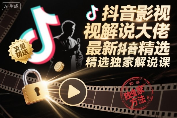 抖音影视解说大佬最新抖音进精选和独家方法,精选独家解说课(更新11月)-第一资源库