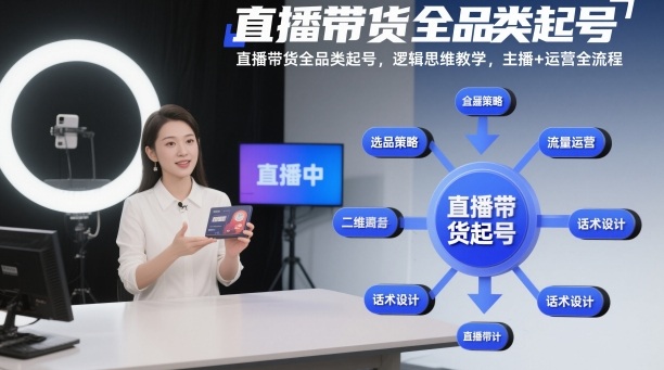 直播带货全品类起号,逻辑思维教学,主播+运营全流程-第一资源库