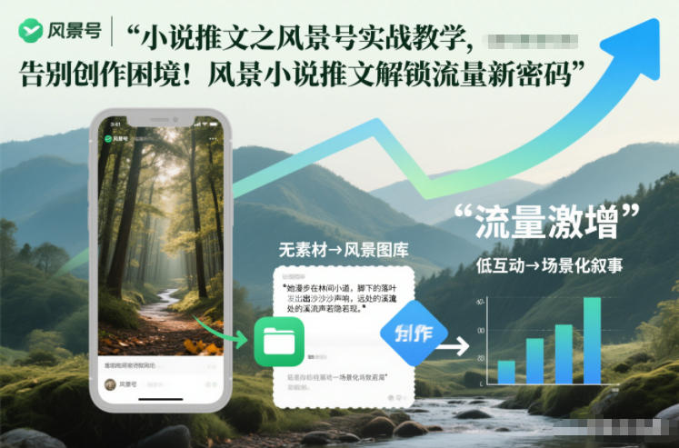 小说推文之风景号实战教学,告别创作困境!风景小说推文解锁流量新密码-第一资源库
