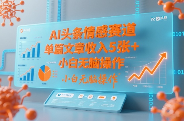 AI头条情感赛道,单篇文章收入5张+,小白无脑操作-第一资源库
