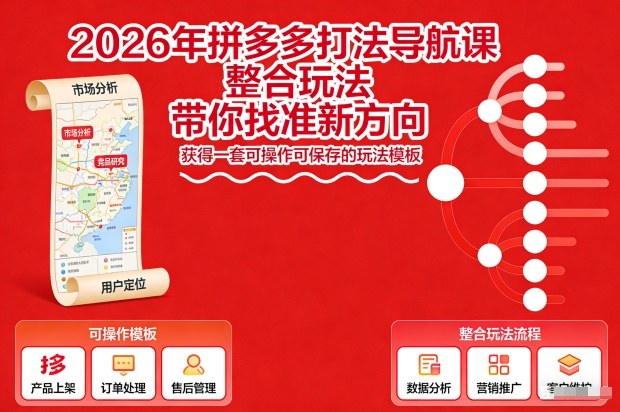 2026年拼多多打法导航课,整合玩法,带你找准新方向,获得一套可操作可保存的玩法模板-第一资源库