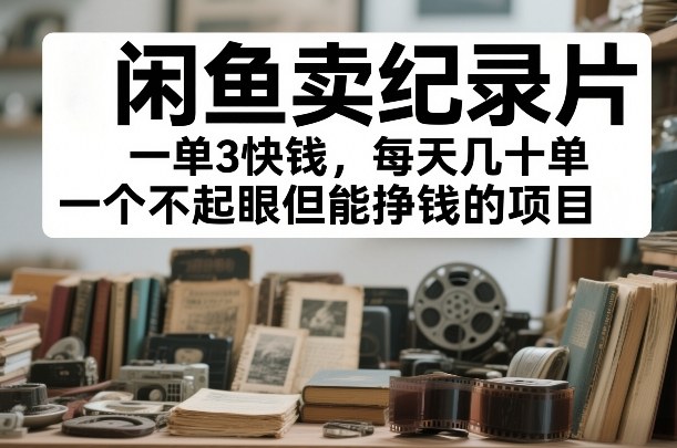 闲鱼卖纪录片,一单3快钱,每天几十单,一个不起眼但能挣钱的项目【揭秘】-第一资源库