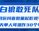 白狼敢死队最新抖音短视频批量起影视号(一天单人可操作30个号)视频课程-互联网资源大全网