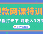 爆款网课特训营,一套课程打天下,网课变现的10个实操法,月收入3万到10万-互联网资源大全网