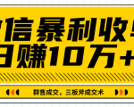 微信暴利收单日赚10万+,IP精准流量黑洞与三板斧成交术帮助你迅速步入正轨(完结)-互联网资源大全网
