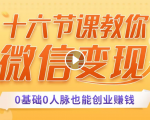 十六节课教你零基础微信变现,用单品打爆市场,每月收入超过10万+-互联网资源大全网