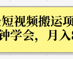 操作性非常强的头条号短视频搬运项目,3分钟学会,轻松月入8000+-互联网资源大全网